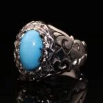 انگشتر مردانه نقره فیروزه نیشابوری کد 11340