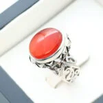 انگشتر مردانه نقره عقیق یمنی قرمز کد 12921 - تصویر ۳