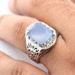 انگشتر مردانه نقره عقیق یمنی کبود کد 12933 - تصویر ۴