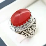 انگشتر مردانه نقره عقیق یمنی قرمز کد 13043 - تصویر ۳