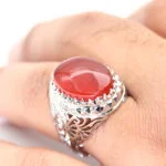 انگشتر مردانه نقره عقیق یمنی قرمز کد 13190 - تصویر ۴