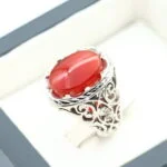 انگشتر مردانه نقره عقیق یمنی قرمز کد 13192 - تصویر ۳
