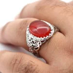 انگشتر مردانه نقره عقیق یمنی قرمز کد 13196 - تصویر ۲