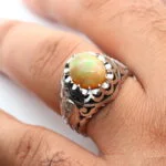 انگشتر مردانه نقره اپال سفید کد 12989 - تصویر ۴