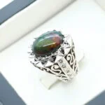 انگشتر مردانه نقره اپال مشکی کد 12991 - تصویر ۳