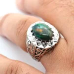 انگشتر مردانه نقره اپال مشکی کد 12991 - تصویر ۴