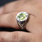 انگشتر مردانه نقره زبرجد کد 13296 - تصویر ۲