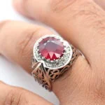 انگشتر مردانه نقره یاقوت سرخ کد 12978 - تصویر ۲