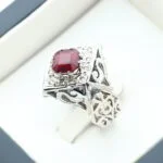 انگشتر مردانه نقره یاقوت سرخ کد 12982 - تصویر ۳