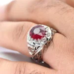 انگشتر مردانه نقره یاقوت سرخ کد 13036 - تصویر ۴