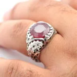 انگشتر مردانه نقره یاقوت سرخ کد 13182 - تصویر ۲