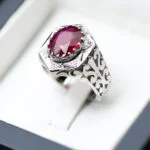 انگشتر مردانه نقره یاقوت سرخ کد 13269 - تصویر ۳