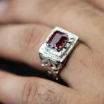 انگشتر مردانه نقره یاقوت سرخ کد 13271 - تصویر ۴