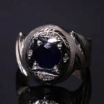 انگشتر نقره یاقوت کبود کد 12555