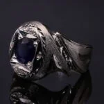 انگشتر نقره یاقوت کبود کد 12555 - تصویر ۲