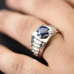 انگشتر مردانه نقره یاقوت کبود A+ کد 12651 - تصویر ۲