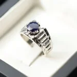 انگشتر مردانه نقره یاقوت کبود A+ کد 12651 - تصویر ۳