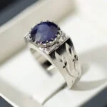 انگشتر مردانه نقره یاقوت کبود کد 12825 - تصویر ۲
