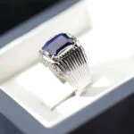انگشتر مردانه نقره یاقوت کبود کد 12886 - تصویر ۲