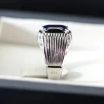 انگشتر مردانه نقره یاقوت کبود کد 12886 - تصویر ۳