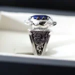 انگشتر مردانه نقره یاقوت کبود کد 12887 - تصویر ۲