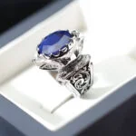 انگشتر مردانه نقره یاقوت کبود کد 12887 - تصویر ۳