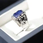 انگشتر مردانه نقره یاقوت کبود کد 12888 - تصویر ۲