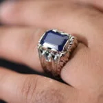 انگشتر مردانه نقره یاقوت کبود کد 12888 - تصویر ۴