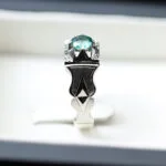 انگشتر مردانه نقره توپاز سبز کد 12664 - تصویر ۳