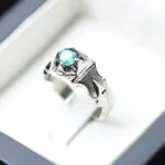 انگشتر مردانه نقره توپاز سبز کد 12664 - تصویر ۴
