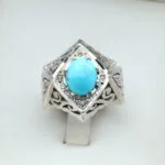 انگشتر مردانه نقره فیروزه نیشابور کد 12935