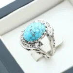 انگشتر مردانه نقره فیروزه نیشابور کد 12943 - تصویر ۳