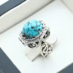 انگشتر مردانه نقره فیروزه نیشابور کد 12944 - تصویر ۳
