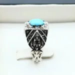 انگشتر مردانه نقره فیروزه نیشابور کد 12953 - تصویر ۲