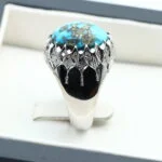 انگشتر مردانه نقره فیروزه نیشابور کد 13208 - تصویر ۳