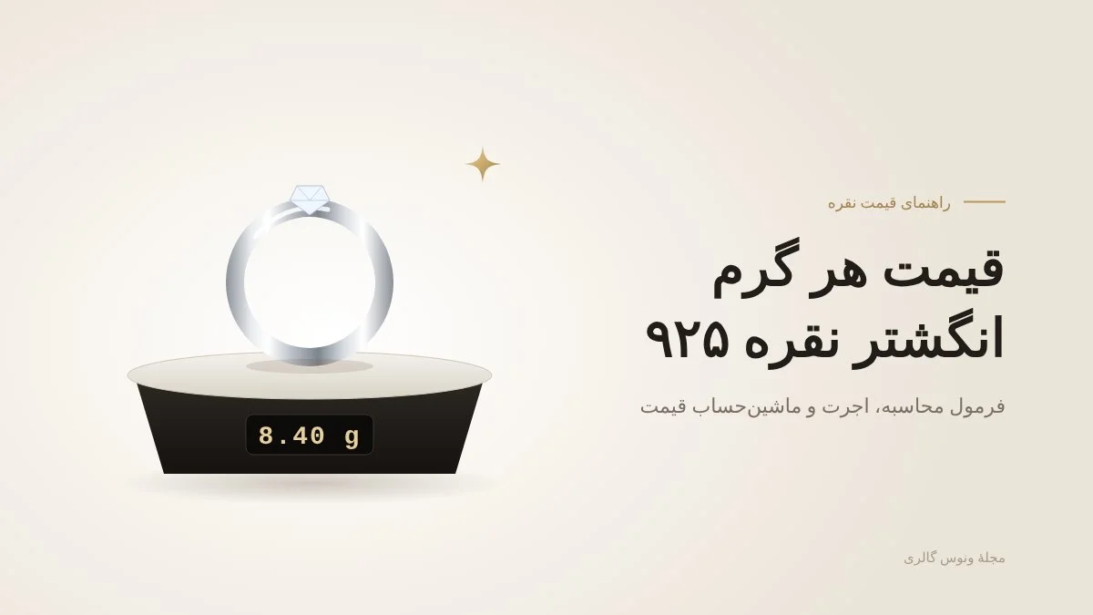 انگشتر نقره ۹۲۵ روی ترازو؛ محاسبهٔ قیمت هر گرم انگشتر نقره
